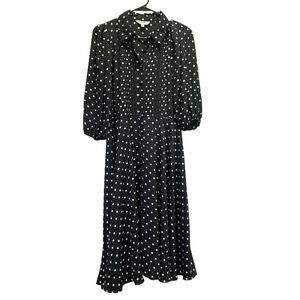 Nanette Lepore Black White Women's Polka Dot Pattern Vintage Collar Dress 6
